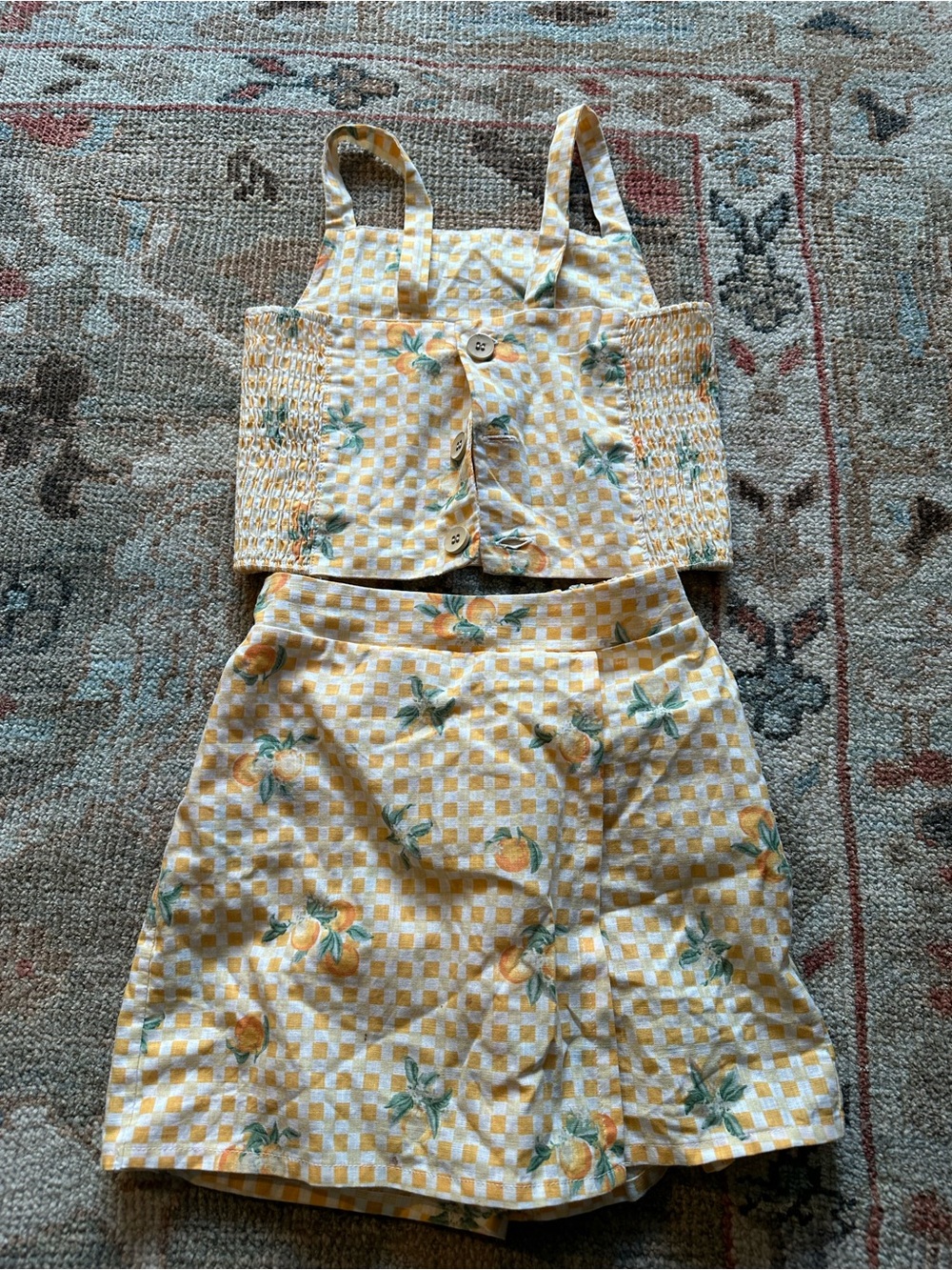 Yellow Checkered Citrus Two-Piece Set